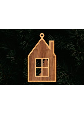Σετ των 3 Intra απο ξύλο plywood 3mm-4mm πάχος Χριστουγεννιάτικο Στολίδι Κτίριο κομμένο Δίασταση 8x8 cm INTRAFABR-111352593