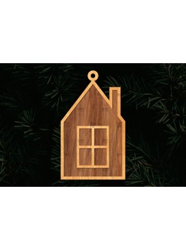 Σετ των 3 Intra απο ξύλο plywood 3mm-4mm πάχος Χριστουγεννιάτικο Στολίδι Κτίριο κομμένο Δίασταση 8x8 cm INTRAFABR-111352649