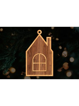 Σετ των 3 Intra απο ξύλο plywood 3mm-4mm πάχος Χριστουγεννιάτικο Στολίδι Κτίριο κομμένο Δίασταση 8x8 cm INTRAFABR-111352677