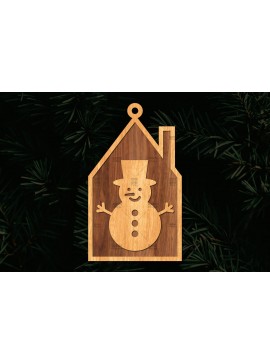 Σετ των 3 Intra απο ξύλο plywood 3mm-4mm πάχος Χριστουγεννιάτικο Στολίδι Κτίριο κομμένο Δίασταση 8x8 cm INTRAFABR-111352721
