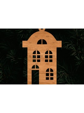Σετ των 3 Intra απο ξύλο plywood 3mm-4mm πάχος Χριστουγεννιάτικο Στολίδι Κτίριο κομμένο Δίασταση 8x8 cm INTRAFABR-108110432