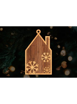 Σετ των 3 Intra απο ξύλο plywood 3mm-4mm πάχος Χριστουγεννιάτικο Στολίδι Κτίριο κομμένο Δίασταση 8x8 cm INTRAFABR-111352808