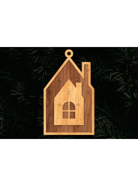 Σετ των 3 Intra απο ξύλο plywood 3mm-4mm πάχος Χριστουγεννιάτικο Στολίδι Κτίριο κομμένο Δίασταση 8x8 cm INTRAFABR-111352835