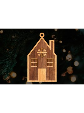 Σετ των 3 Intra απο ξύλο plywood 3mm-4mm πάχος Χριστουγεννιάτικο Στολίδι Κτίριο κομμένο Δίασταση 8x8 cm INTRAFABR-111352844