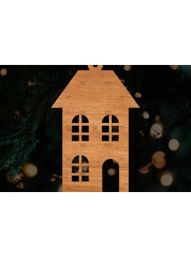 Σετ των 3 Intra απο ξύλο plywood 3mm-4mm πάχος Χριστουγεννιάτικο Στολίδι Κτίριο κομμένο Δίασταση 8x8 cm INTRAFABR-108110547