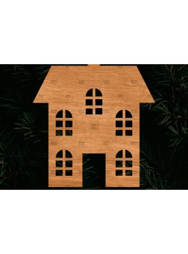 Σετ των 3 Intra απο ξύλο plywood 3mm-4mm πάχος Χριστουγεννιάτικο Στολίδι Κτίριο κομμένο Δίασταση 8x8 cm INTRAFABR-108110593