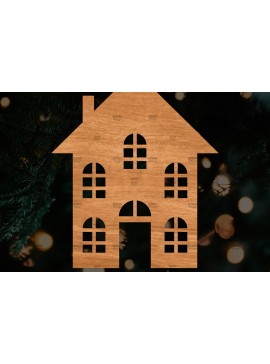 Σετ των 3 Intra απο ξύλο plywood 3mm-4mm πάχος Χριστουγεννιάτικο Στολίδι Κτίριο κομμένο Δίασταση 8x8 cm INTRAFABR-108110618