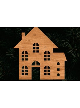 Σετ των 3 Intra απο ξύλο plywood 3mm-4mm πάχος Χριστουγεννιάτικο Στολίδι Κτίριο κομμένο Δίασταση 8x8 cm INTRAFABR-108110651