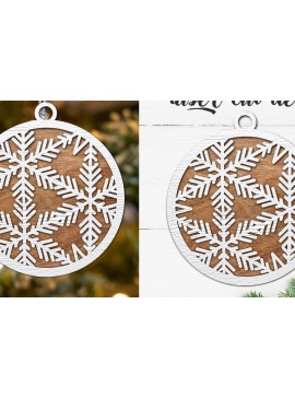 Σετ των 2 Intra απο ξύλο plywood 3mm-4mm πάχος κοπής με λέιζερ δέσμη χριστουγεννιάτικων στολιδιών Δίασταση 15x15 cm INTRAFABR-80631373