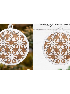 Σετ των 2 Intra απο ξύλο plywood 3mm-4mm πάχος κοπής με λέιζερ δέσμη χριστουγεννιάτικων στολιδιών Δίασταση 15x15 cm INTRAFABR-80630666