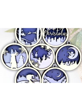 Σετ των 3 Intra απο ξύλο plywood 3mm-4mm πάχος Δέσμη Χριστουγεννιάτικου Στολίδι , Δίασταση 8x8 cm INTRAFABR-83540450