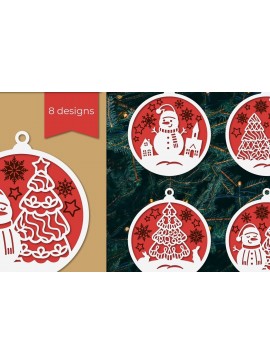 Σετ των 3 Intra απο ξύλο plywood 3mm-4mm πάχος Χριστουγεννιάτικου Στολίδι Δίασταση 8x8 cm INTRAFABR-38413426