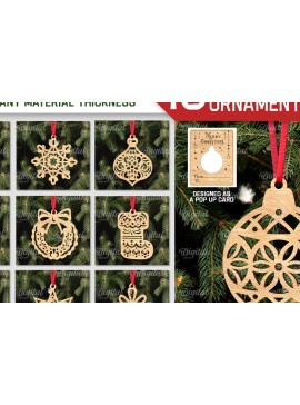 Σετ των 3 Intra απο ξύλο plywood 3mm-4mm πάχος Χριστουγεννιάτικες διακοσμητικές κάρτες  Δίασταση 8x8 cm INTRAFABR-107181079