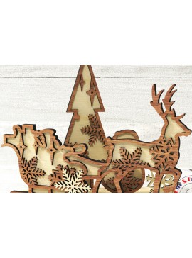 Σετ των 3 Intra απο ξύλο plywood 3mm-4mm πάχος Χριστουγεννιάτικο στολίδι σύνθεση Πρωτοχρονιάς Δίασταση 3x3 cm INTRAFABR-19900027