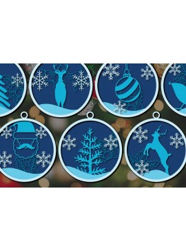 Σετ των 3 Intra απο ξύλο plywood 3mm-4mm πάχος Χριστουγεννιάτικο Στολίδι Διακόσμηση Δίασταση 8x8 cm INTRAFABR-36309673