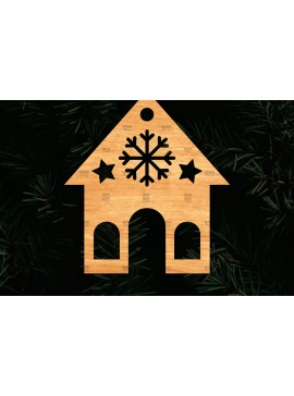 Σετ των 2 Intra απο ξύλο plywood 3mm-4mm πάχος Χριστουγεννιάτικο Διακοσμητικό Σπίτι Αποκομμένο Δίασταση 15x15 cm INTRAFABR-110321515