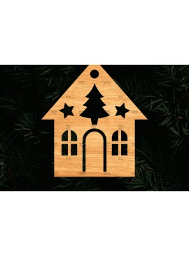 Σετ των 2 Intra απο ξύλο plywood 3mm-4mm πάχος Χριστουγεννιάτικο Διακοσμητικό Σπίτι Αποκομμένο Δίασταση 15x15 cm INTRAFABR-110321599