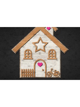 Σετ των 2 Intra απο ξύλο plywood 3mm-4mm πάχος Χριστουγεννιάτικο Διακοσμητικό Σπίτι Αποκομμένο Δίασταση 15x15 cm INTRAFABR-110840630