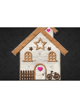 Σετ των 2 Intra απο ξύλο plywood 3mm-4mm πάχος Χριστουγεννιάτικο Διακοσμητικό Σπίτι Αποκομμένο Δίασταση 15x15 cm INTRAFABR-110840737