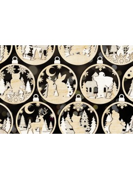 Σετ των 3 Intra απο ξύλο plywood 3mm-4mm πάχος ΧΡΙΣΤΟΥΓΕΝΝΙΑΤΙΚΟ Στολίδι με λέιζερ και χαρτί κοπής Δίασταση 4x4 cm INTRAFABR-48321861