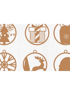 Σετ των 3 Intra απο ξύλο plywood 3mm-4mm πάχος Χριστουγεννιάτικο στολίδι Δίασταση 8x8 cm INTRAFABR-45584304