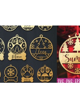 Σετ των 3 Intra απο ξύλο plywood 3mm-4mm πάχος Χριστουγεννιάτικο στολίδι τρισδιάστατο Δίασταση 8x8 cm INTRAFABR-83328680