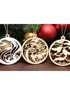 Σετ των 3 Intra απο ξύλο plywood 3mm-4mm πάχος Χριστουγεννιάτικο στολίδι Δέσμη κοπής με λέιζερ Δίασταση 4x4 cm INTRAFABR-80113703