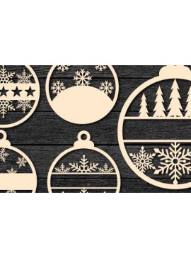 Σετ των 3 Intra απο ξύλο plywood 3mm-4mm πάχος Χριστουγεννιάτικο στολίδι Δέσμη κοπής με λέιζερ Δίασταση 8x8 cm INTRAFABR-105762282