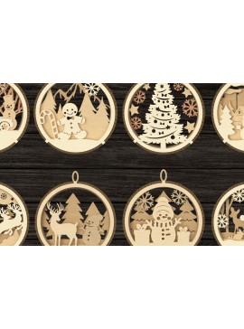 Σετ των 3 Intra απο ξύλο plywood 3mm-4mm πάχος Χριστουγεννιάτικο στολίδι Δέσμη κοπής με λέιζερ Δίασταση 3x3 cm INTRAFABR-107963955