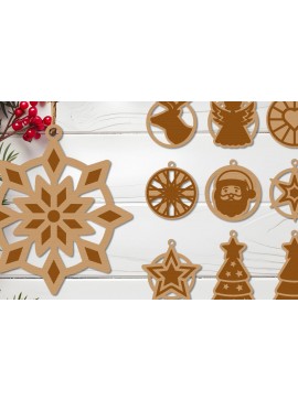 Σετ των 3 Intra απο ξύλο plywood 3mm-4mm πάχος Χριστουγεννιάτικο στολίδι Δέσμη κοπής με λέιζερ Δίασταση 8x8 cm INTRAFABR-111240957