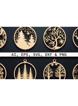 Σετ των 3 Intra απο ξύλο plywood 3mm-4mm πάχος Χριστουγεννιάτικο στολίδι κοπής με λέιζερ Δίασταση 4x4 cm INTRAFABR-80123735