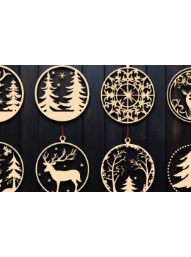 Σετ των 3 Intra απο ξύλο plywood 3mm-4mm πάχος Χριστουγεννιάτικο στολίδι κοπής με λέιζερ Δίασταση 4x4 cm INTRAFABR-80125412