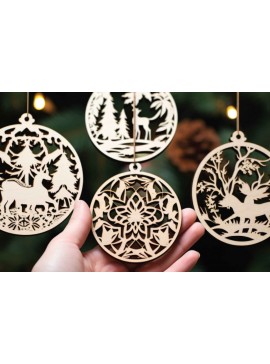 Σετ των 3 Intra απο ξύλο plywood 3mm-4mm πάχος Χριστουγεννιάτικο στολίδι κοπής με λέιζερ Δίασταση 4x4 cm INTRAFABR-80116667