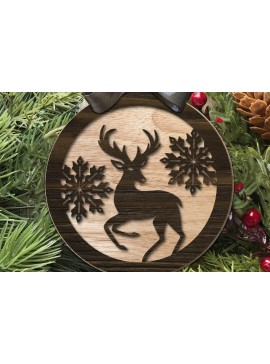 Σετ των 3 Intra απο ξύλο plywood 3mm-4mm πάχος κοπής με λέιζερ Χριστουγεννιάτικο Στολίδι. Δίασταση 5x5 cm INTRAFABR-74380524