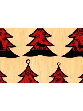 Σετ των 3 Intra απο ξύλο plywood 3mm-4mm πάχος κοπής με λέιζερ Χριστουγεννιάτικο Στολίδι Δίασταση 8x8 cm INTRAFABR-78950435