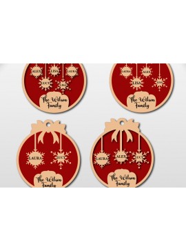 Σετ των 3 Intra απο ξύλο plywood 3mm-4mm πάχος κοπής με λέιζερ Χριστουγεννιάτικο Στολίδι Δίασταση 8x8 cm INTRAFABR-80510465