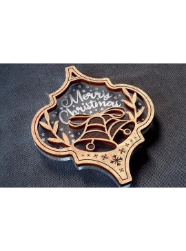 Σετ των 3 Intra απο ξύλο plywood 3mm-4mm πάχος Χριστουγεννιάτικο στολίδι Δίασταση 8x8 cm INTRAFABR-78627597