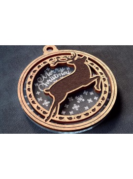 Σετ των 3 Intra απο ξύλο plywood 3mm-4mm πάχος Χριστουγεννιάτικο στολίδι Δίασταση 8x8 cm INTRAFABR-78627759