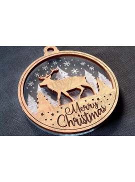 Σετ των 3 Intra απο ξύλο plywood 3mm-4mm πάχος Χριστουγεννιάτικο στολίδι Δίασταση 8x8 cm INTRAFABR-78627801