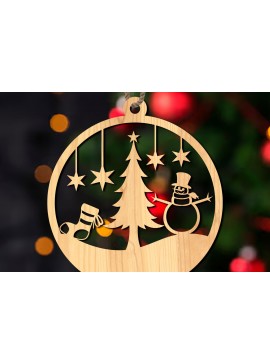 Σετ των 3 Intra απο ξύλο plywood 3mm-4mm πάχος Χριστουγεννιάτικο Στολίδι Δίασταση 8x8 cm INTRAFABR-108823615