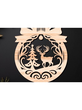 Σετ των 3 Intra απο ξύλο plywood 3mm-4mm πάχος Χριστουγεννιάτικο Στολίδι Δίασταση 8x8 cm INTRAFABR-110144961