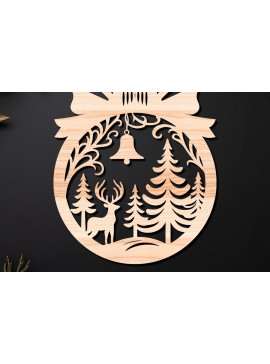 Σετ των 3 Intra απο ξύλο plywood 3mm-4mm πάχος Χριστουγεννιάτικο Στολίδι Δίασταση 8x8 cm INTRAFABR-110144991
