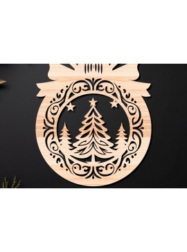 Σετ των 3 Intra απο ξύλο plywood 3mm-4mm πάχος Χριστουγεννιάτικο Στολίδι Δίασταση 8x8 cm INTRAFABR-110145045