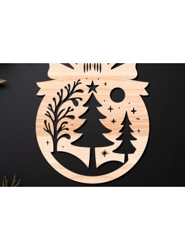 Σετ των 3 Intra απο ξύλο plywood 3mm-4mm πάχος Χριστουγεννιάτικο Στολίδι Δίασταση 8x8 cm INTRAFABR-110212392