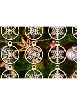 Σετ των 3 Intra απο ξύλο plywood 3mm-4mm πάχος Χριστουγεννιάτικο στολίδι Δίασταση 8x8 cm INTRAFABR-79666393