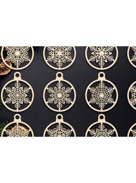 Σετ των 3 Intra απο ξύλο plywood 3mm-4mm πάχος Χριστουγεννιάτικο στολίδι Δίασταση 8x8 cm INTRAFABR-79666399