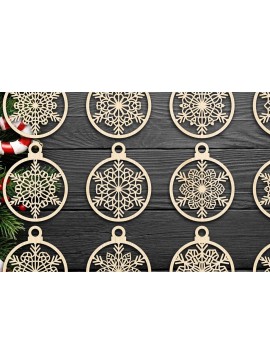 Σετ των 3 Intra απο ξύλο plywood 3mm-4mm πάχος Χριστουγεννιάτικο στολίδι Δίασταση 8x8 cm INTRAFABR-79666421