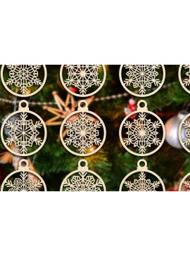 Σετ των 3 Intra απο ξύλο plywood 3mm-4mm πάχος Χριστουγεννιάτικο στολίδι Δίασταση 8x8 cm INTRAFABR-79666790