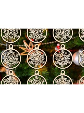 Σετ των 3 Intra απο ξύλο plywood 3mm-4mm πάχος Χριστουγεννιάτικο στολίδι Δίασταση 8x8 cm INTRAFABR-79666802