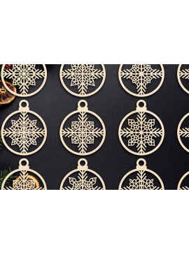 Σετ των 3 Intra απο ξύλο plywood 3mm-4mm πάχος Χριστουγεννιάτικο στολίδι Δίασταση 8x8 cm INTRAFABR-79667398